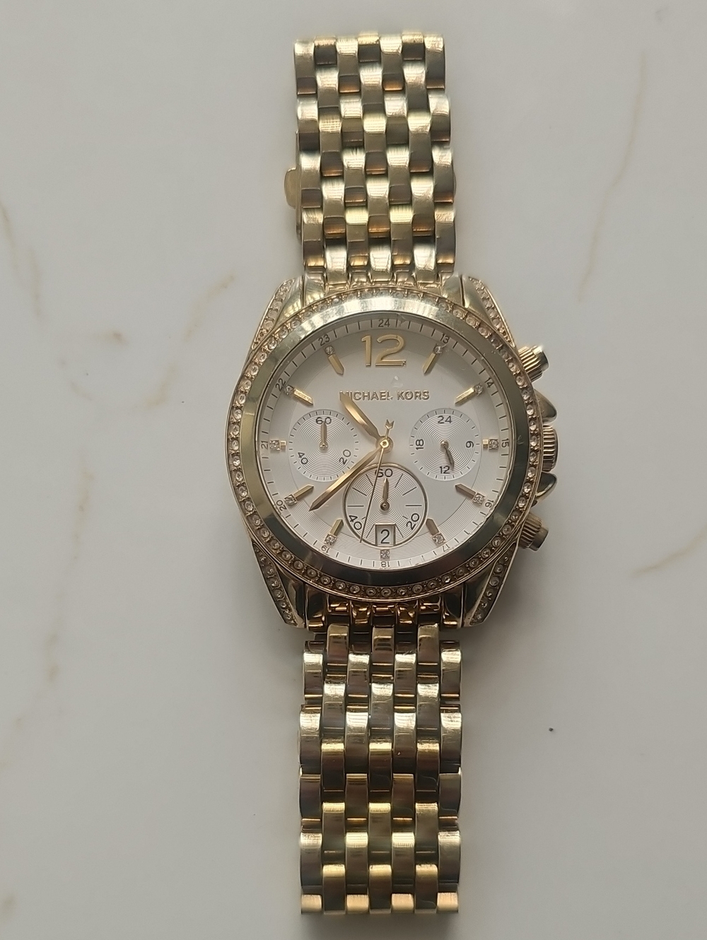 Michael Kors Two-Tone Gold and Silver Crystal-Accented Chronograph Watch